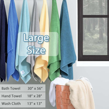 Yellow Bath Towels - 100% Cotton | Quick Dry | Light Weight | Thick | Soft, 6 Piece Towel Set, 2 Large Bath 30"x56", 2 Hand 18"x28", 2 Washcloths 13"x13", Lemon Yellow Towel Gift Set
