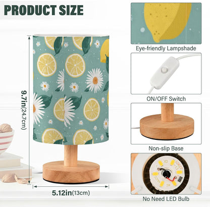 Bedside Table Lamp Lemon Yellow Citrus Fruits (98) Kids Nightstand Lamp Night Light Fabric Shade for Bedroom Living Room Home Office