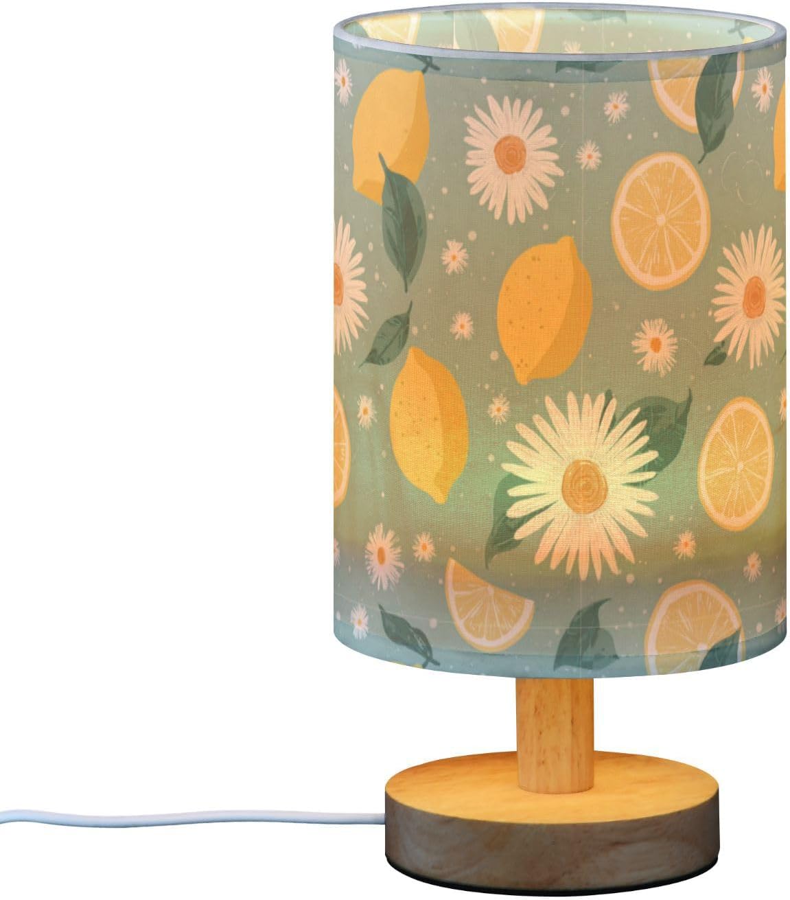 Bedside Table Lamp Lemon Yellow Citrus Fruits (98) Kids Nightstand Lamp Night Light Fabric Shade for Bedroom Living Room Home Office