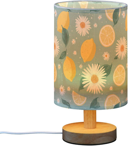 Bedside Table Lamp Lemon Yellow Citrus Fruits (98) Kids Nightstand Lamp Night Light Fabric Shade for Bedroom Living Room Home Office