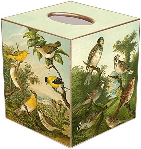 Yellow Birds Paper Mache Tissue Box Cover