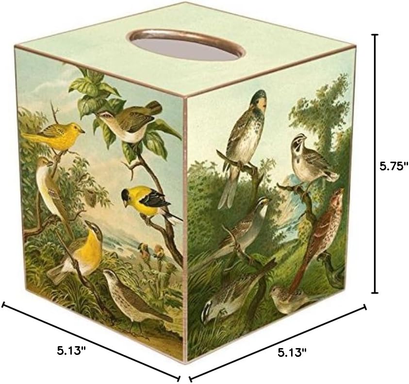 Yellow Birds Paper Mache Tissue Box Cover