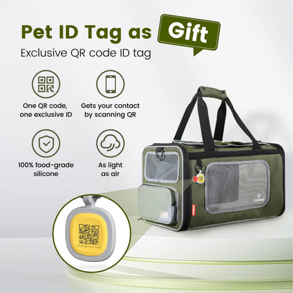 Cat Carrier Airline Approved Expandable Breathable Safety Leash | Up to 13 lbs, 16.9 x 10.6 x 10.6 in, QR pet ID tag, top entry, luggage sleeve, soft fleece pad, foldable storage