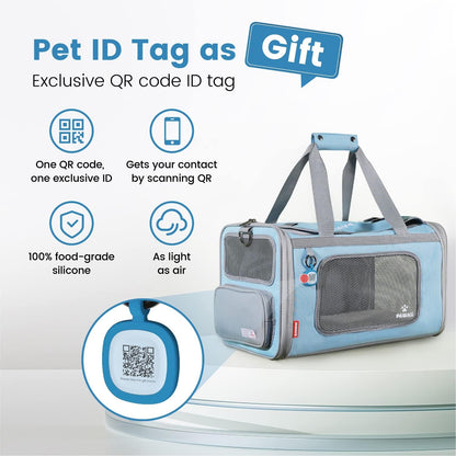 Cat Carrier Airline Approved Expandable Breathable Safety Leash | Up to 13 lbs, 16.9 x 10.6 x 10.6 in, QR pet ID tag, top entry, luggage sleeve, soft fleece pad, foldable storage