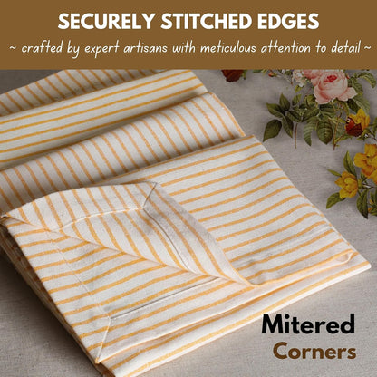 Cloth Napkins 18x18 inches, 100% Cotton Vintage Stripped Dinner Napkins, Set of 12, Soft Breathable Absorbent, Machine Washable Cloth Napkins, Yellow Beige