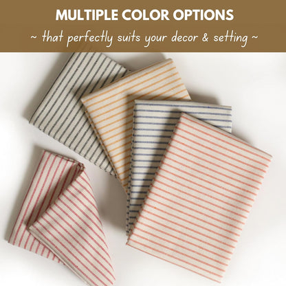 Cloth Napkins 18x18 inches, 100% Cotton Vintage Stripped Dinner Napkins, Set of 12, Soft Breathable Absorbent, Machine Washable Cloth Napkins, Yellow Beige