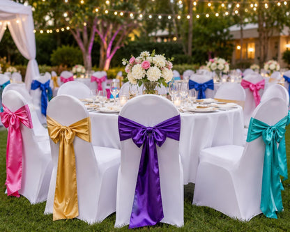 Satin Chair Sashes - Elegant Premium Quality, 6 x 108 Inch - Perfect for Weddings, Parties, and Events - Pack of 10 Pieces, Yellow