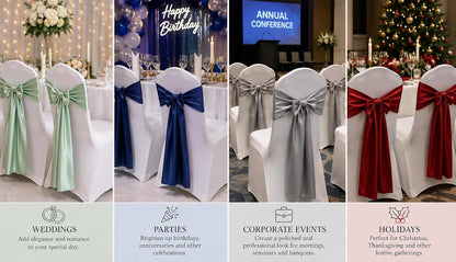Satin Chair Sashes - Elegant Premium Quality, 6 x 108 Inch - Perfect for Weddings, Parties, and Events - Pack of 10 Pieces, Yellow