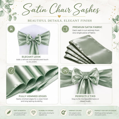 Satin Chair Sashes - Elegant Premium Quality, 6 x 108 Inch - Perfect for Weddings, Parties, and Events - Pack of 10 Pieces, Yellow