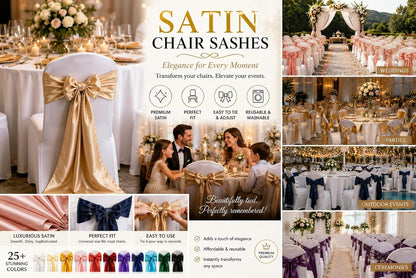Satin Chair Sashes - Elegant Premium Quality, 6 x 108 Inch - Perfect for Weddings, Parties, and Events - Pack of 10 Pieces, Yellow