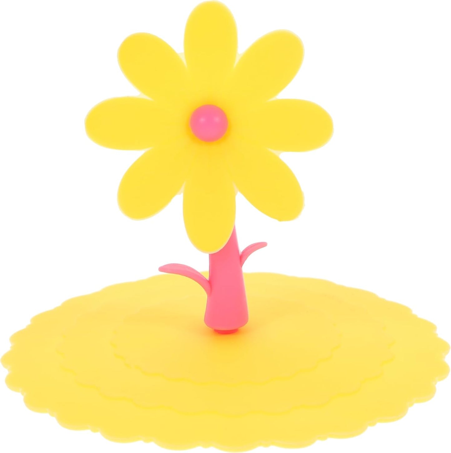 1pc Creative Silicone Flower Shape Cup Lid Cover Leakage Light Yellow Chrysanthemum Design for Maintaining Drink Freshness and Cleanliness for Home and Office Use