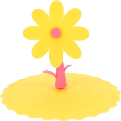 1pc Creative Silicone Flower Shape Cup Lid Cover Leakage Light Yellow Chrysanthemum Design for Maintaining Drink Freshness and Cleanliness for Home and Office Use
