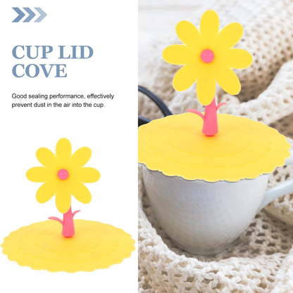 1pc Creative Silicone Flower Shape Cup Lid Cover Leakage Light Yellow Chrysanthemum Design for Maintaining Drink Freshness and Cleanliness for Home and Office Use