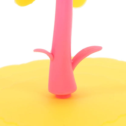 1pc Creative Silicone Flower Shape Cup Lid Cover Leakage Light Yellow Chrysanthemum Design for Maintaining Drink Freshness and Cleanliness for Home and Office Use