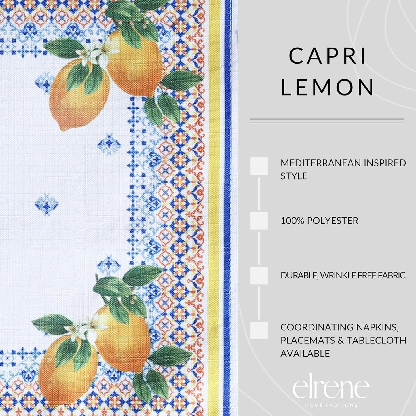Capri Lemon Table Runner, Multicolor - 13" W x 70" L