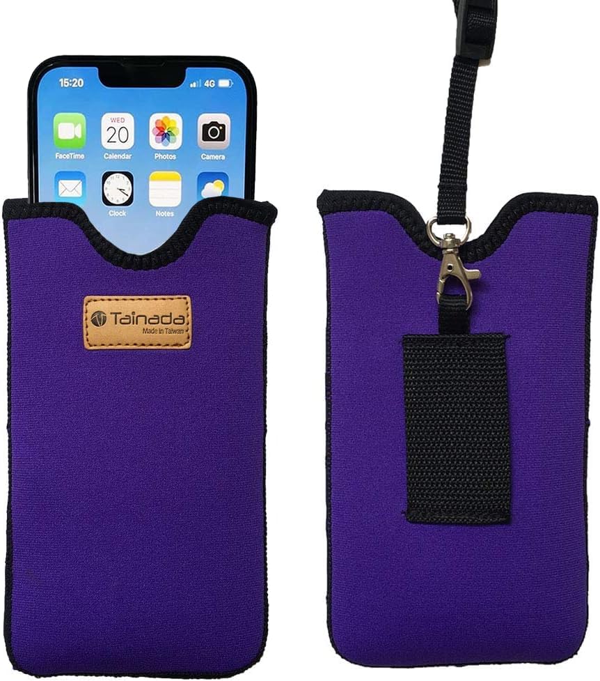 Neoprene Phone Holder Sleeve w/Belt Loop Holster (Purple) | For Men/Women; Water-resistant neoprene material, lightweight, w/ adjustable lanyard; Compatible with most of smartphones