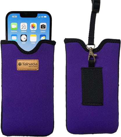 Neoprene Phone Holder Sleeve w/Belt Loop Holster (Purple) | For Men/Women; Water-resistant neoprene material, lightweight, w/ adjustable lanyard; Compatible with most of smartphones