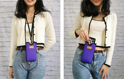 Neoprene Phone Holder Sleeve w/Belt Loop Holster (Purple) | For Men/Women; Water-resistant neoprene material, lightweight, w/ adjustable lanyard; Compatible with most of smartphones