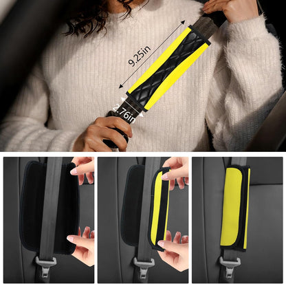 8PCS Car Accessories Set, Leather Car Steering Wheel Cover, Armrest Pad, Seat Belt Cover Pads, Gear Shift & Handbrake Covers, Cup Holder Coasters, Universal Auto Interior Accessories (Yellow)