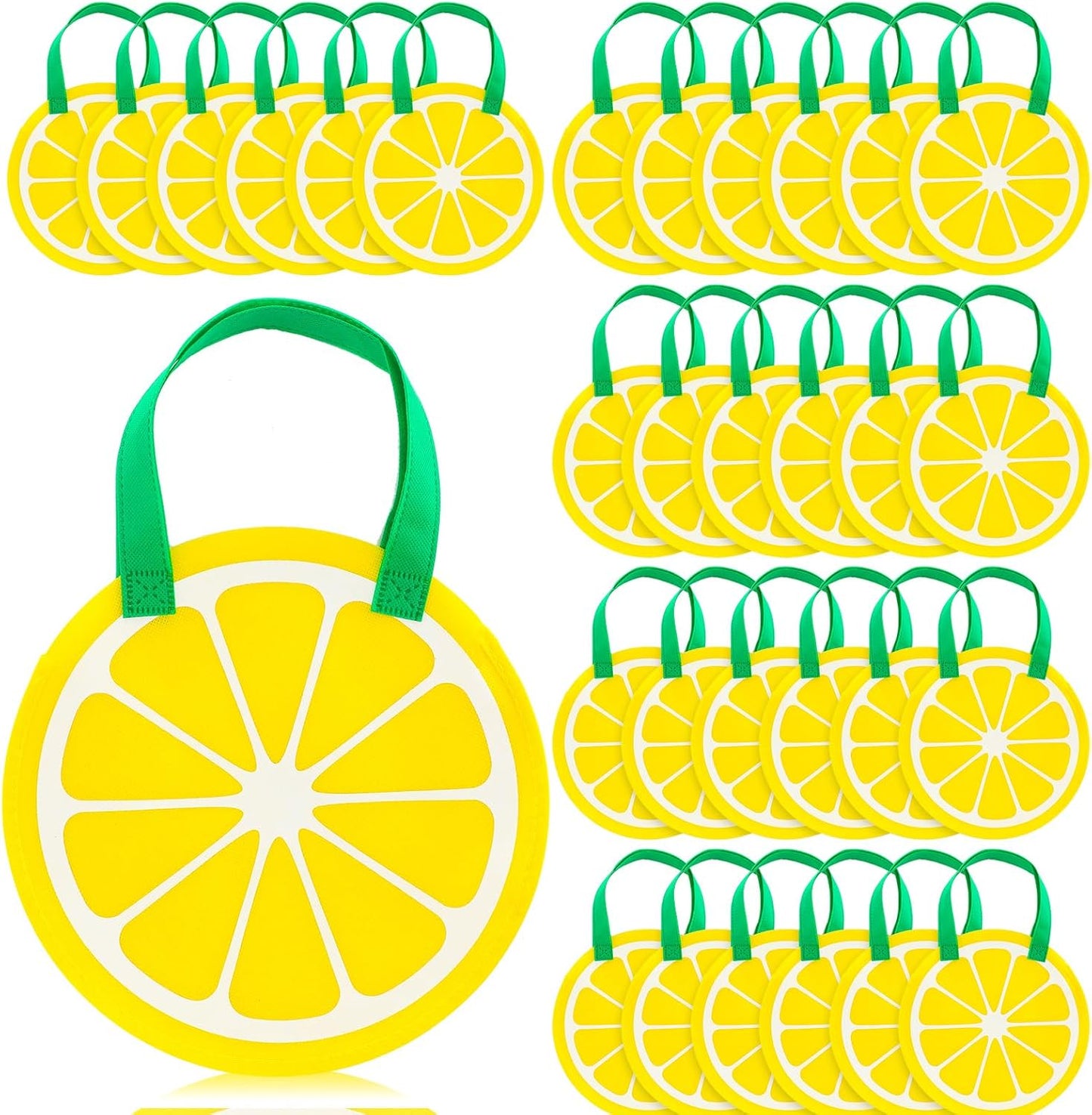 36 Pcs Lemon Gift Bags with Handle Non-woven Lemon Party Favors | Lemon Goodie Treat Candy Bags, Lemonade Stand, Back to School, Summer Fruit Birthday, Baby Shower, Wedding Party Supplies