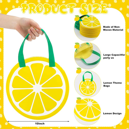 36 Pcs Lemon Gift Bags with Handle Non-woven Lemon Party Favors | Lemon Goodie Treat Candy Bags, Lemonade Stand, Back to School, Summer Fruit Birthday, Baby Shower, Wedding Party Supplies