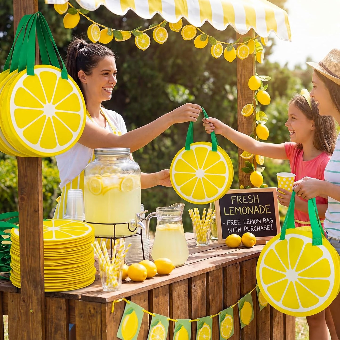 36 Pcs Lemon Gift Bags with Handle Non-woven Lemon Party Favors | Lemon Goodie Treat Candy Bags, Lemonade Stand, Back to School, Summer Fruit Birthday, Baby Shower, Wedding Party Supplies