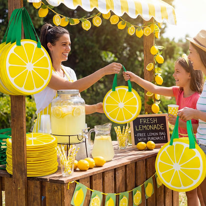 36 Pcs Lemon Gift Bags with Handle Non-woven Lemon Party Favors | Lemon Goodie Treat Candy Bags, Lemonade Stand, Back to School, Summer Fruit Birthday, Baby Shower, Wedding Party Supplies