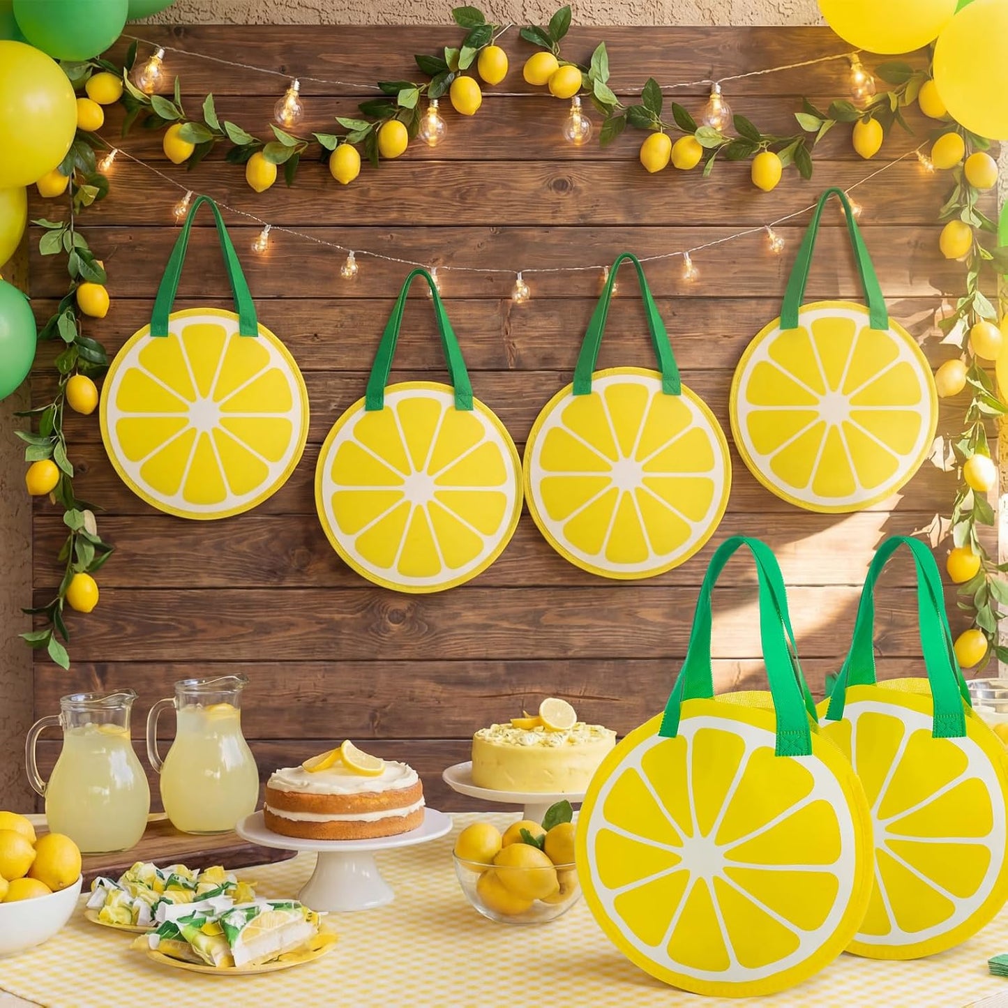36 Pcs Lemon Gift Bags with Handle Non-woven Lemon Party Favors | Lemon Goodie Treat Candy Bags, Lemonade Stand, Back to School, Summer Fruit Birthday, Baby Shower, Wedding Party Supplies