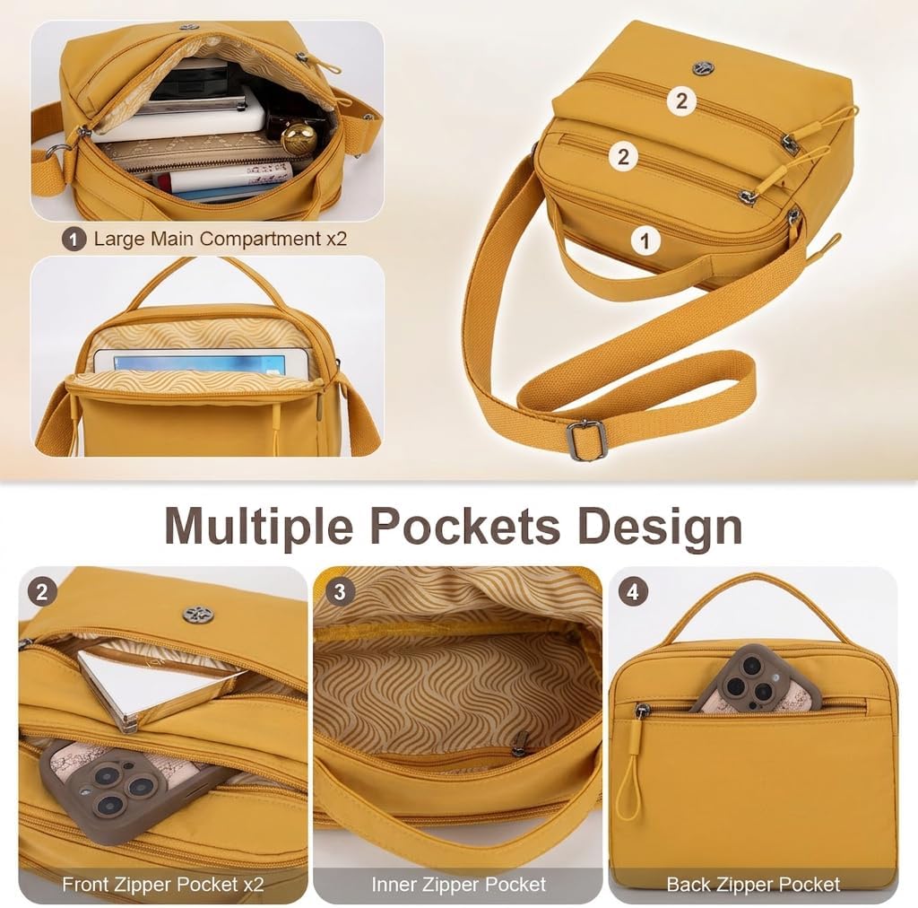 Crossbody Bags for Women, Small Cross Body Purse Nylon Shoulder Handbags Multi-Pocket Pocketbooks Everyday Purse B025
