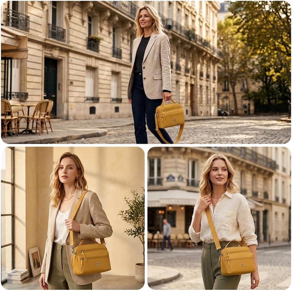 Crossbody Bags for Women, Small Cross Body Purse Nylon Shoulder Handbags Multi-Pocket Pocketbooks Everyday Purse B025