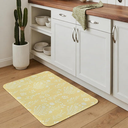 Indoor Door Mat 15.7x23.6 Inch, Light Yellow Botanical Non Slip Rugs Washable Low Pile, Spring Summer Chic Wildflowers Front Door Mat Entryway Rug with Rubber Backing