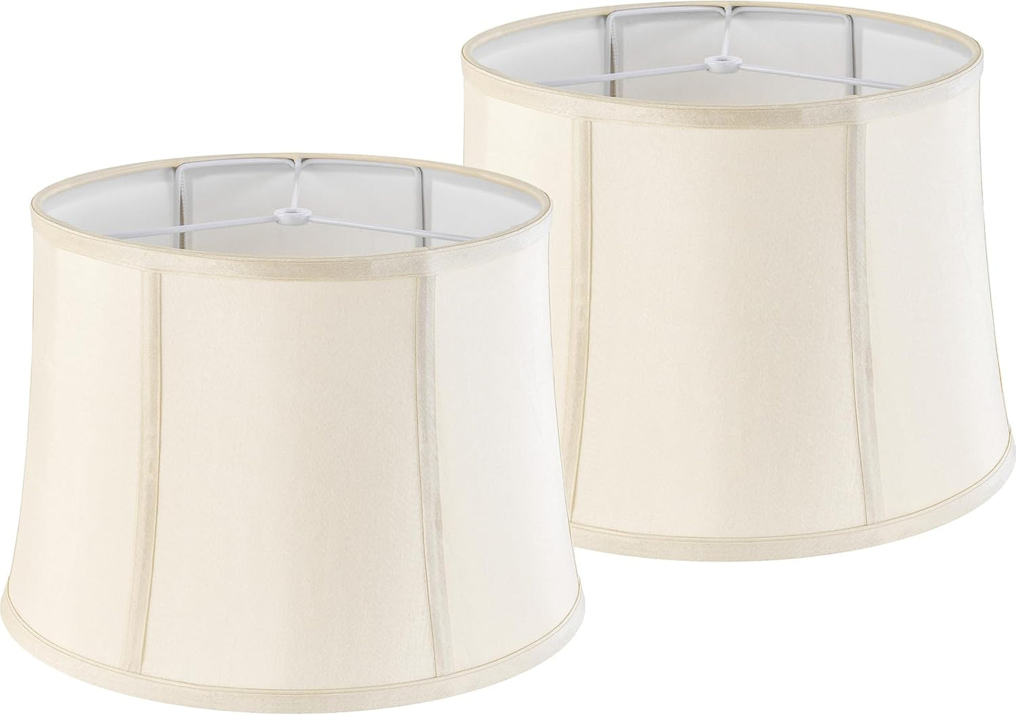 Medium Drum Lamp Shades Set of 2,12"x14"x10" Replac Lampshades Empire | 0.41" Spider Fitter,Yellowish Beige Polyester Lampshade for Table Lamps and Floor Lamp Decor Modern,Foldable Easy Assembly
