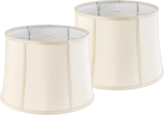 Medium Drum Lamp Shades Set of 2,12"x14"x10" Replac Lampshades Empire | 0.41" Spider Fitter,Yellowish Beige Polyester Lampshade for Table Lamps and Floor Lamp Decor Modern,Foldable Easy Assembly