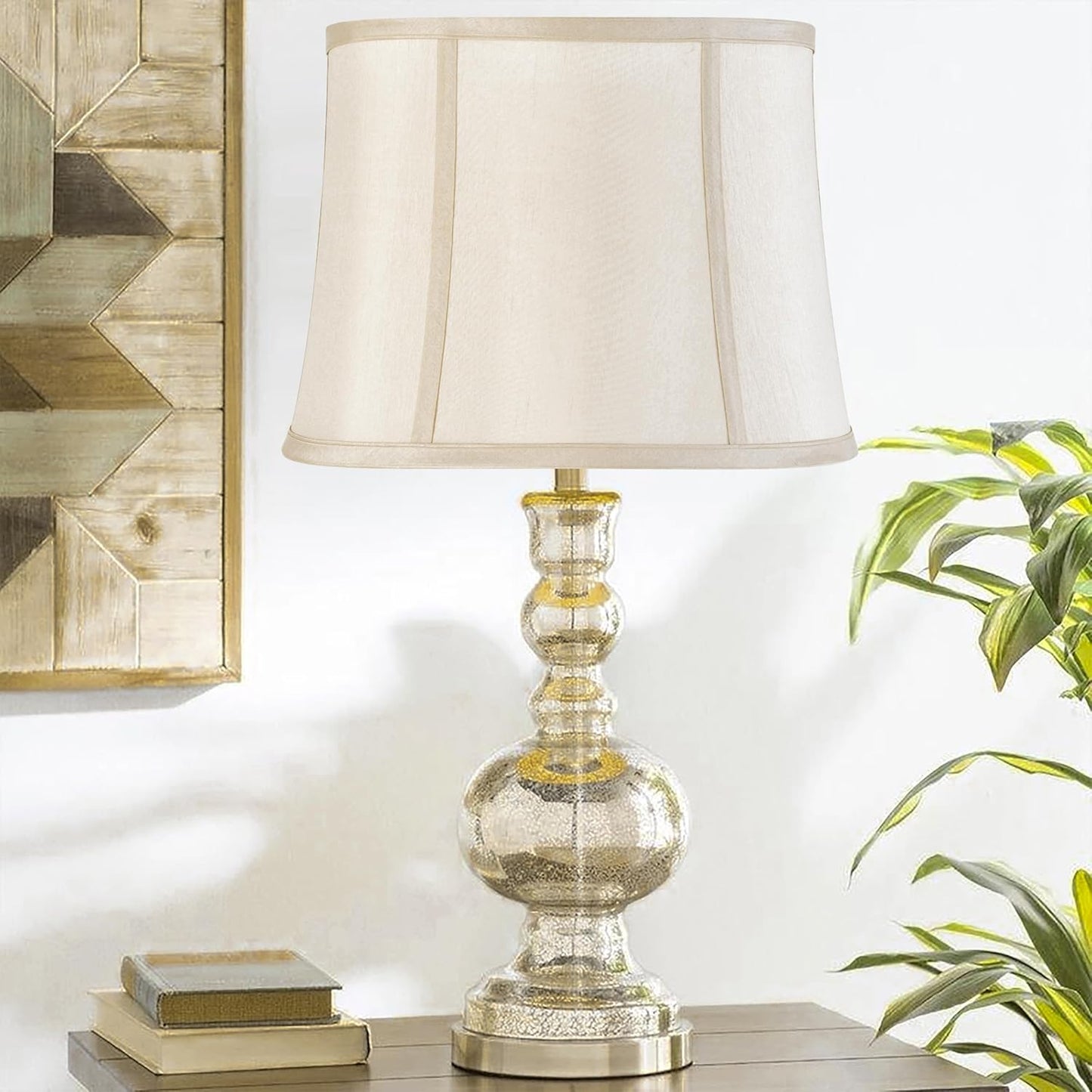 Medium Drum Lamp Shades Set of 2,12"x14"x10" Replac Lampshades Empire | 0.41" Spider Fitter,Yellowish Beige Polyester Lampshade for Table Lamps and Floor Lamp Decor Modern,Foldable Easy Assembly