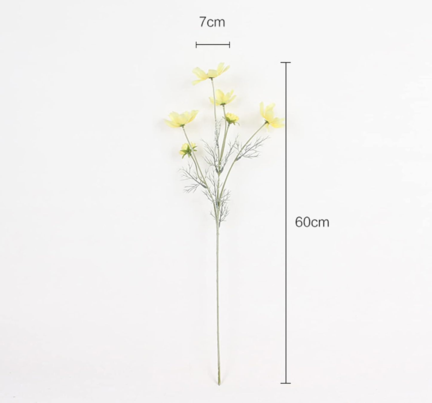 2 Pcs Artificial Fake Flowers Plants Cosmos Silk Flower Arrangements Wedding Bouquets Decorations Plastic Floral Table Centerpieces for Home Kitchen Garden Party Decor Approx 23.6'' High - Yellow