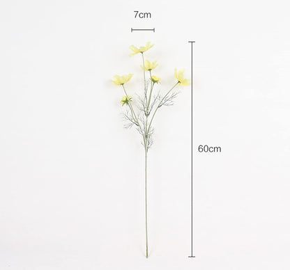 2 Pcs Artificial Fake Flowers Plants Cosmos Silk Flower Arrangements Wedding Bouquets Decorations Plastic Floral Table Centerpieces for Home Kitchen Garden Party Decor Approx 23.6'' High - Yellow