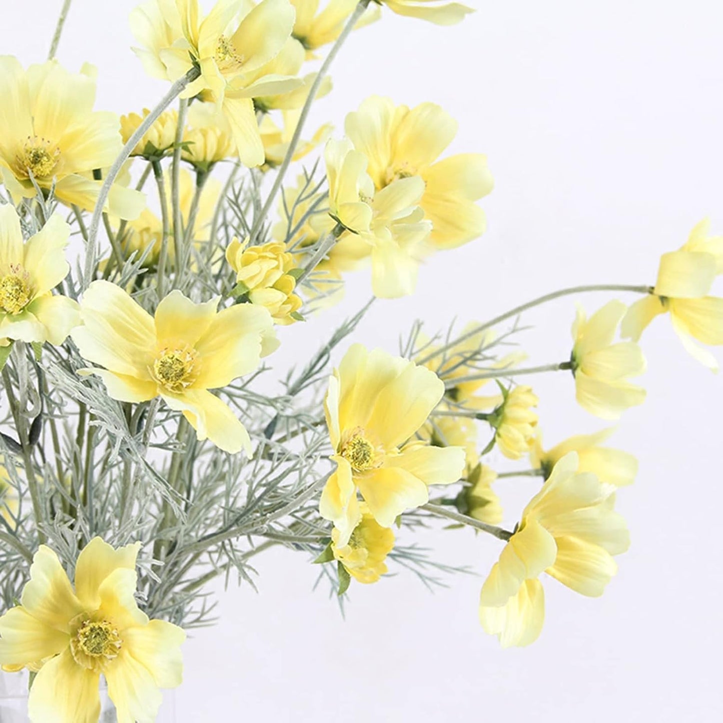 2 Pcs Artificial Fake Flowers Plants Cosmos Silk Flower Arrangements Wedding Bouquets Decorations Plastic Floral Table Centerpieces for Home Kitchen Garden Party Decor Approx 23.6'' High - Yellow