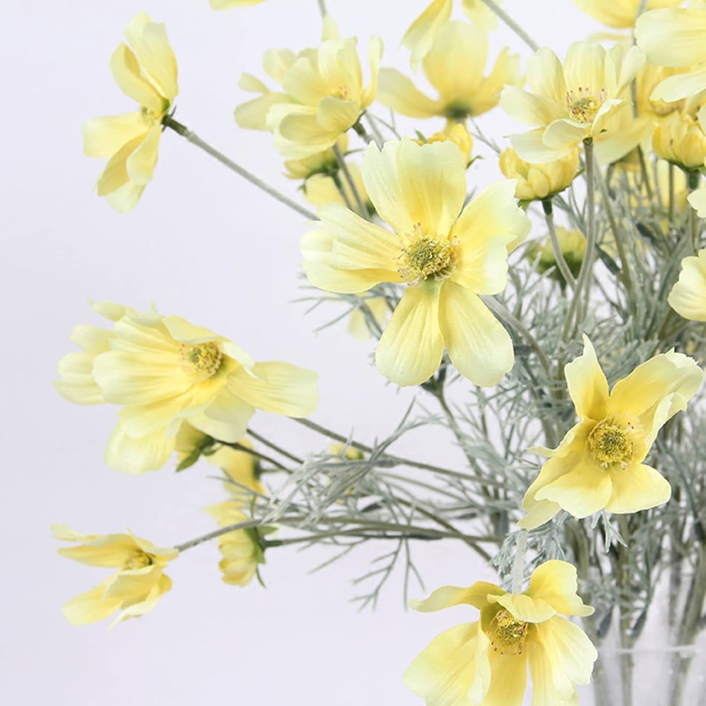 2 Pcs Artificial Fake Flowers Plants Cosmos Silk Flower Arrangements Wedding Bouquets Decorations Plastic Floral Table Centerpieces for Home Kitchen Garden Party Decor Approx 23.6'' High - Yellow