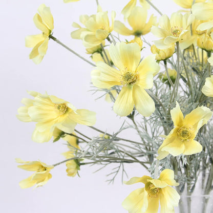 2 Pcs Artificial Fake Flowers Plants Cosmos Silk Flower Arrangements Wedding Bouquets Decorations Plastic Floral Table Centerpieces for Home Kitchen Garden Party Decor Approx 23.6'' High - Yellow