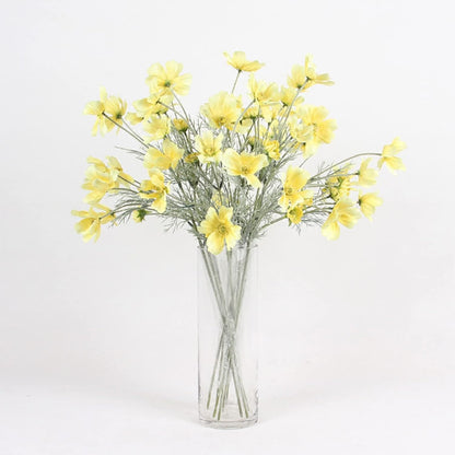 2 Pcs Artificial Fake Flowers Plants Cosmos Silk Flower Arrangements Wedding Bouquets Decorations Plastic Floral Table Centerpieces for Home Kitchen Garden Party Decor Approx 23.6'' High - Yellow