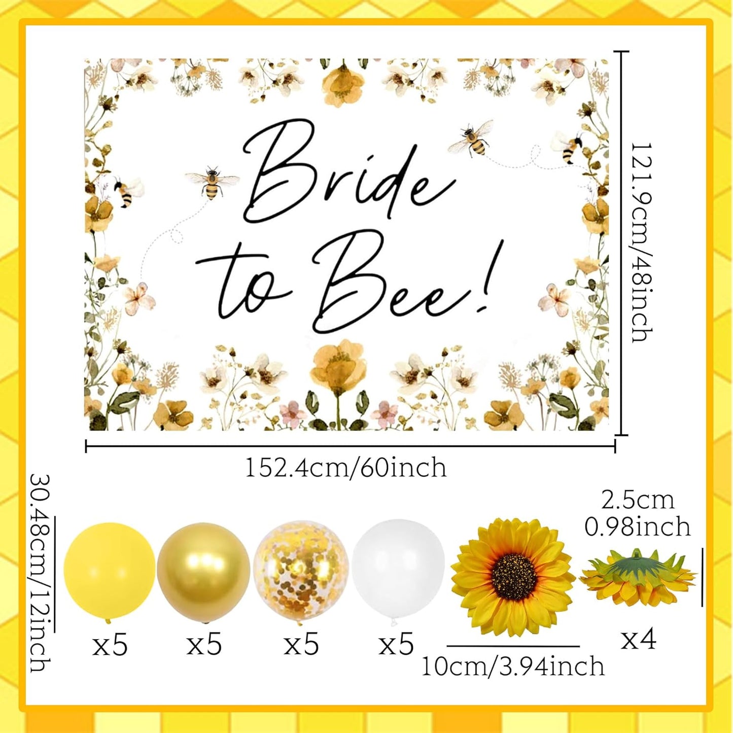 Bride to Bee Bridal Shower Decoration Balloons Backdrop Sunflowers Bee | Bride to Bee Bridal Shower Decoration Balloons Backdrop Sunflowers Bee Theme Bridal Shower Decorations Bride to Be Banner