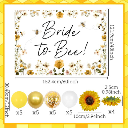 Bride to Bee Bridal Shower Decoration Balloons Backdrop Sunflowers Bee | Bride to Bee Bridal Shower Decoration Balloons Backdrop Sunflowers Bee Theme Bridal Shower Decorations Bride to Be Banner