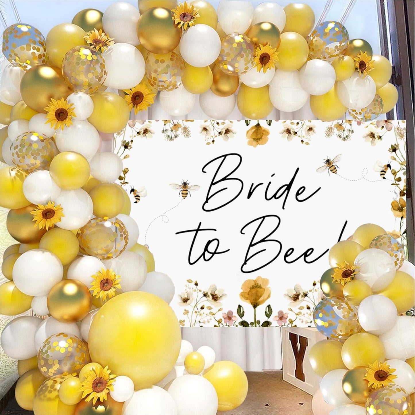 Bride to Bee Bridal Shower Decoration Balloons Backdrop Sunflowers Bee | Bride to Bee Bridal Shower Decoration Balloons Backdrop Sunflowers Bee Theme Bridal Shower Decorations Bride to Be Banner