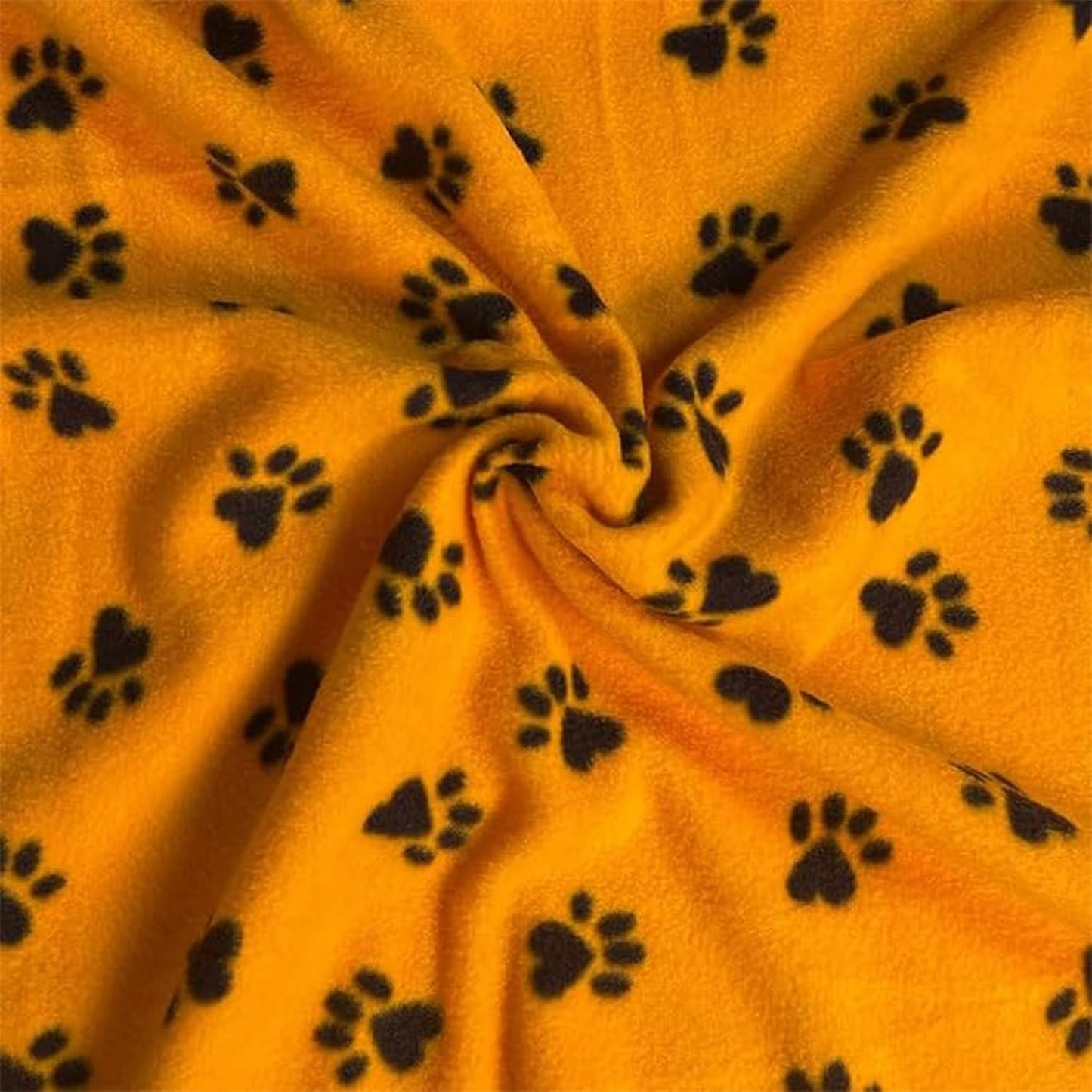Anti Pill Polar Fleece Fabric by the Yard – 280 GSM Heavyweight Polar Fleece, 60” Wide, Double-Sided Soft Fleece Fabric for Blankets, Sewing,Hoodies –Paws Print (Yellow & Black) Quarter Yard