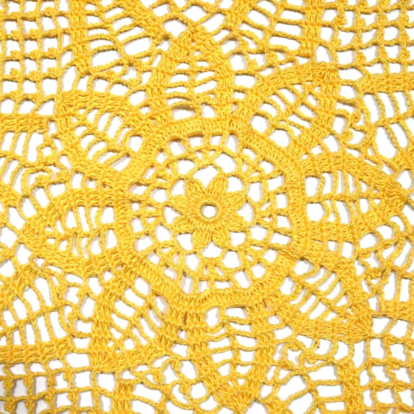 23 inches Handmade Crochet Bohemian Lotus Flower Lace Doilies Round Tablecloth Bedroom Dresser Table Placemat Yellow