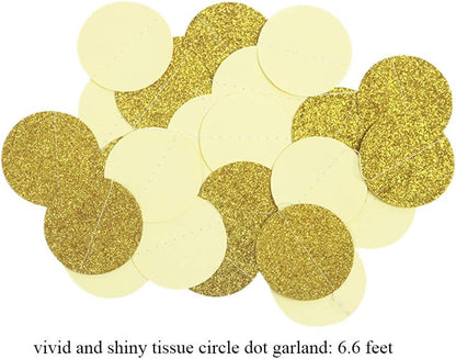 Yellow Birthday Party Decoration - 6 Hanging Fans & Birthday Banner & Decorative Circle Dot Garland & 12 Paper Tassels for Bday Party, Baby Shower, Wedding etc.