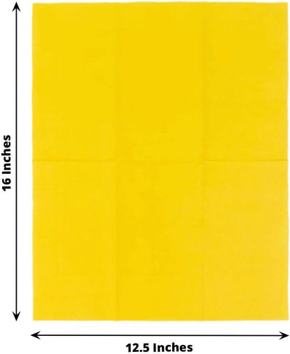 100 Count Yellow 2-Ply Dinner Napkins, Soft Paper Disposable Party Wedding Reception Cocktail Beverage Napkins 8" x 4"