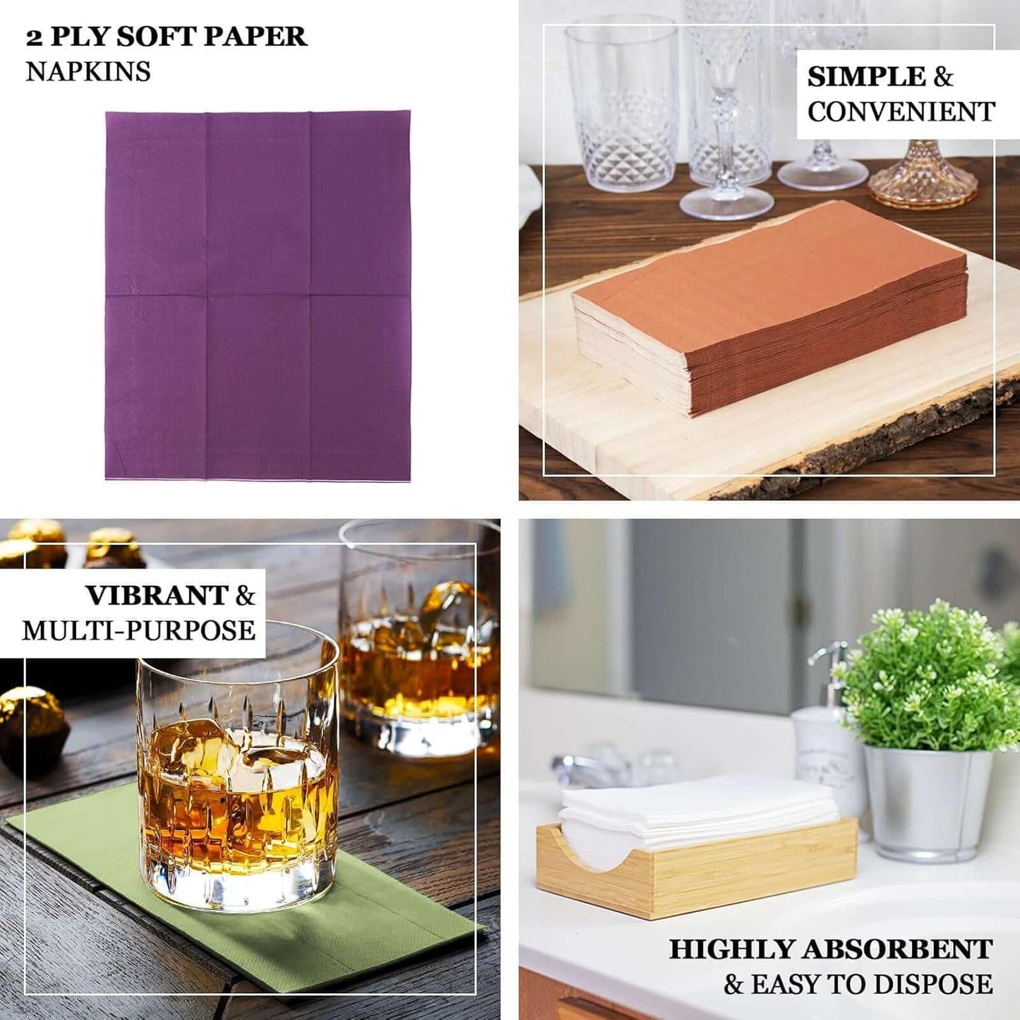 100 Count Yellow 2-Ply Dinner Napkins, Soft Paper Disposable Party Wedding Reception Cocktail Beverage Napkins 8" x 4"