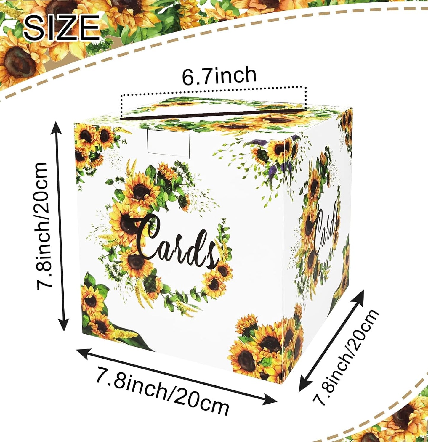 Sunflower Card Box Floral Money Box Gift Card Box Holder for Wedding Reception Birthday Baby Shower Bridal Shower Party Supplies