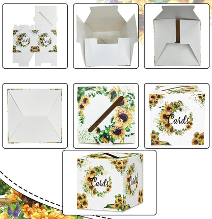Sunflower Card Box Floral Money Box Gift Card Box Holder for Wedding Reception Birthday Baby Shower Bridal Shower Party Supplies